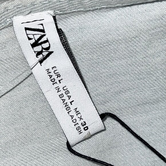 ZARA Womens Light-wash Denim Bandana Cut Zipper Back Crop Top Blouse Sz Large - Picture 6 of 8